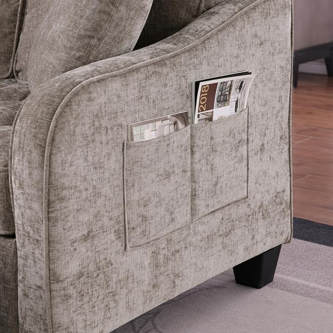ERYE Chenille Tufted Loveseat Sofa and Ottoman Set, Tufted Recliner Sleeper - Image 9