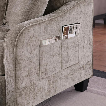 ERYE Chenille Tufted Loveseat Sofa and Ottoman Set, Tufted Recliner Sleeper - Image 9