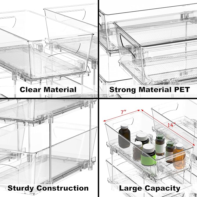 Simple Houseware 2Pcs 2-Tier Slim Drawer Cabinet Pull-Out Organizer - Image 4