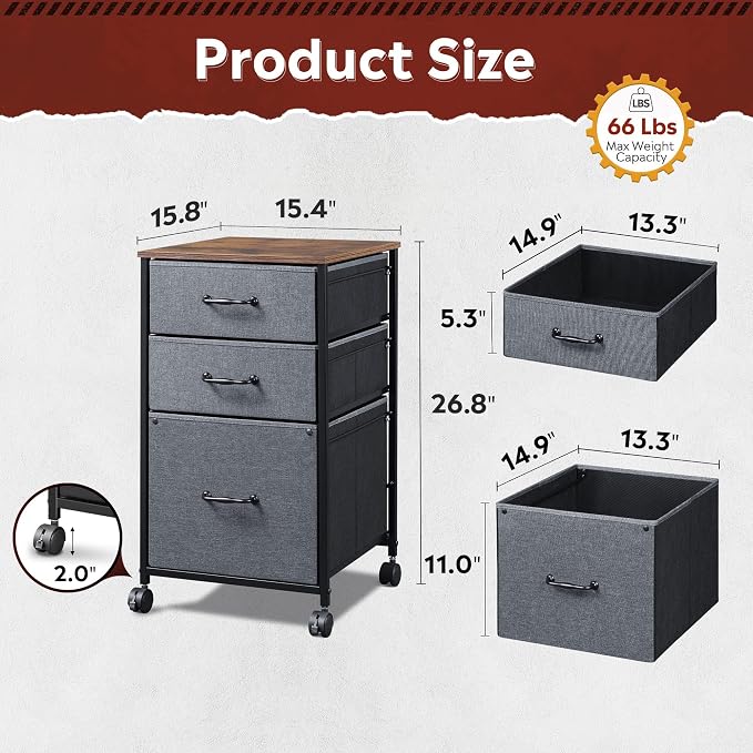 DEVAISE Mobile File Cabinet, Rolling Printer Stand - Image 3