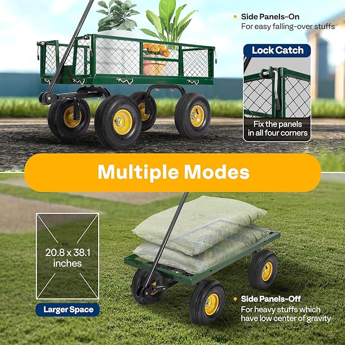VIVOHOME Heavy Duty 880 Lbs Capacity Mesh Steel Garden Cart Folding Utility - Image 5
