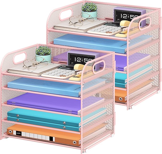 Cawukege 2 Pack 5 Tier Paper Organizer, Letter Tray by Cawukege