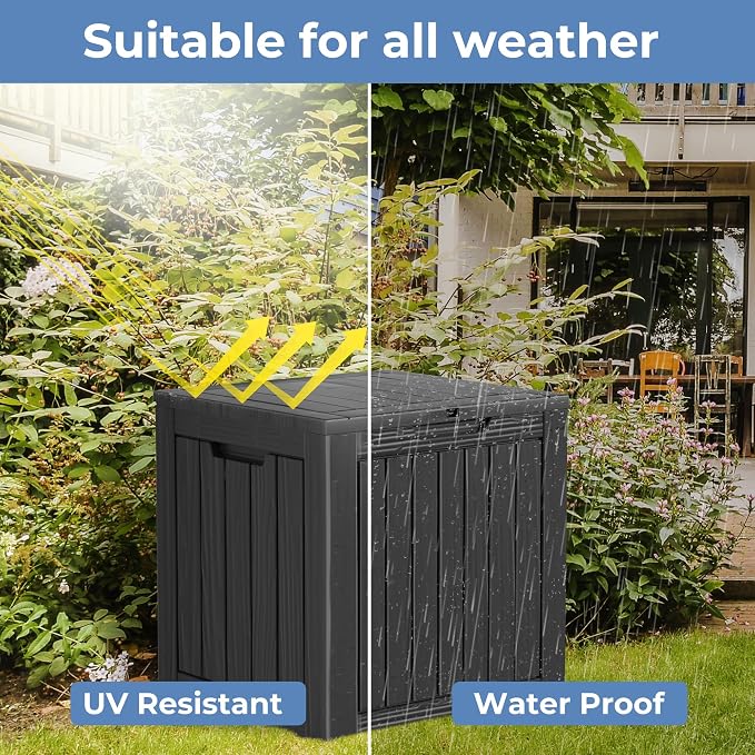 35 Gallon Outdoor Storage Box Waterproof Lockable Resin Deck Box Large - Image 6