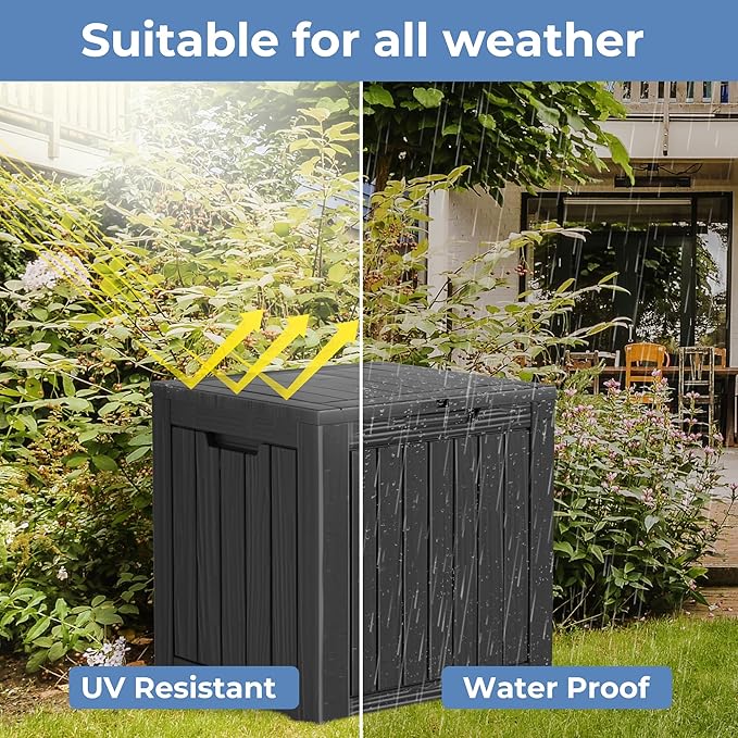 35 Gallon Resin Deck Box, Waterproof Outdoor Storage Box - Image 3