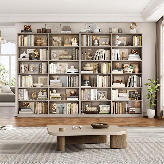 FACBOTALL Bookshelf and Bookcase, 6-Tier Double Wide Bookshelves, Freestanding - Image 5