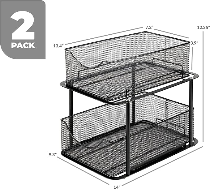 Sorbus 2 Sets of 2 Tier Metal Under Sink Organizer - Image 3