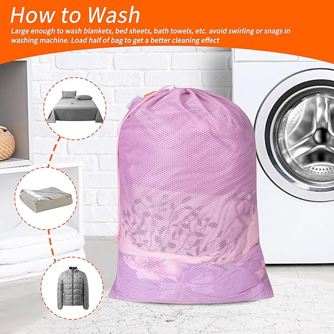 Polecasa Heavy Duty Diamond Mesh Laundry Bag, Breathable Mesh, Machine Washable - Image 6