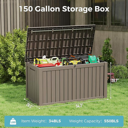 NUNU LAB 151 Gallon Outdoor Storage Box, Resin Large Sturdy Deck Box, Backyard - Image 2