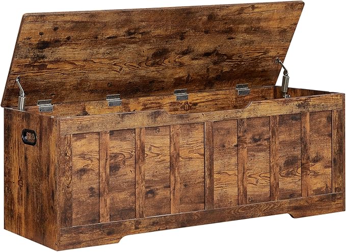 VANKILEY 51.2" Storage Chest Extra Large, Wooden Storage Bench, Rustic Brown | by Unknown