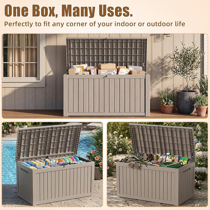 300 Gallon Outdoor Storage Box, Extra Large Resin Deck Box, Waterproof Lockable - Image 5