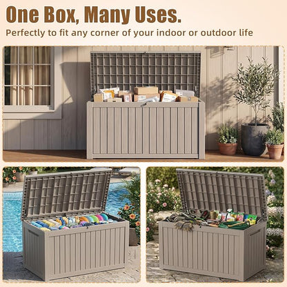 300 Gallon Outdoor Storage Box, Extra Large Resin Deck Box, Waterproof Lockable - Image 5