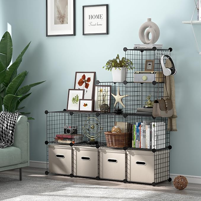 ZENY Cube Storage 12-Cube Metal Wire Storage Shelves Cube Closet Organizer - Image 5
