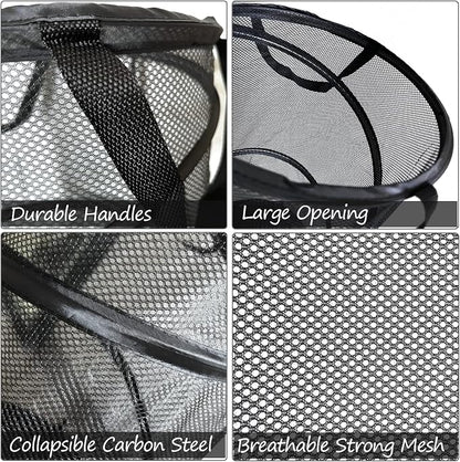 BATTOO 2 Pack Black X-Large Collapsible Laundry Basket Foldable Mesh Pop Up - Image 4