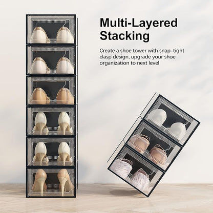 SEE SPRING 12 Pack Shoe Storage Box, Space Saving Shoe Rack - Image 3