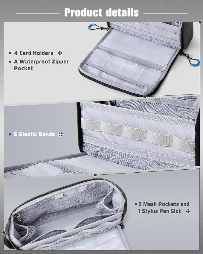 Smasrob Electronics Organizer Travel Case, Tech Bag Charger Pouch, Elastic Bands - Image 3