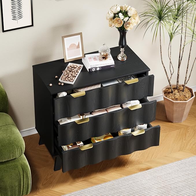 3 Drawer Dresser, Fluted Chest of Drawers - Image 5