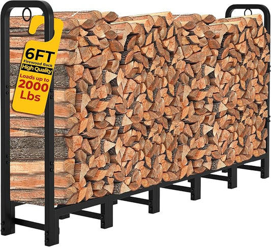 Amagabeli 6ft Firewood Rack Outdoor Heavy Duty Fire Wood Rack Log Holder by AMAGABELI+GARDEN+%26+HOME