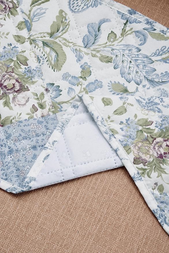 Brilliant Sunshine Blue Rose Patchwork Couch Armrest 5 Pockets Organizer - Image 3
