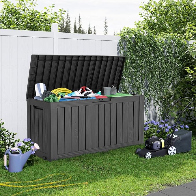 75 Gallon Large Deck Box, Resin Outdoor Storage Box - Image 5