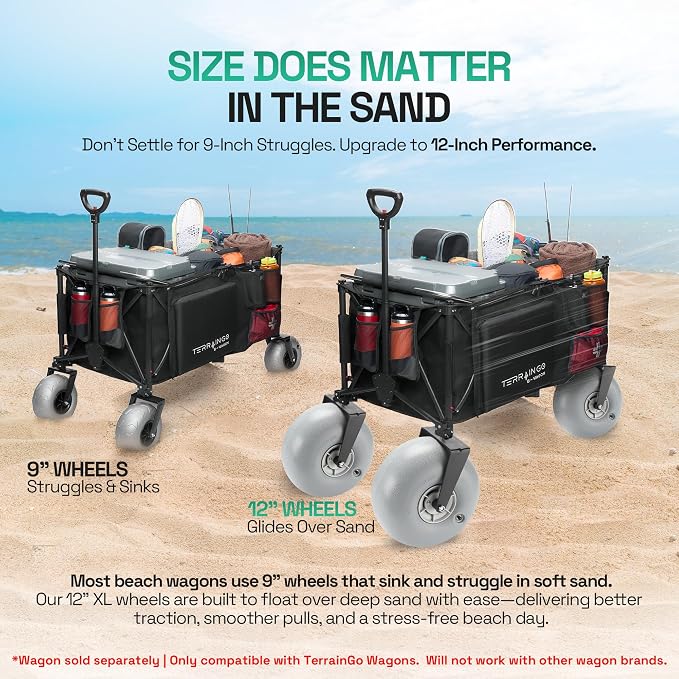Beach Wagon Wheels Deep Sand and Rough Terrain | Quick-Change Interchangeable - Image 3