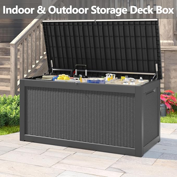 260 Gallon Resin Deck Box, Large Indoor and Outdoor Storage Box, Weatherproof - Image 6