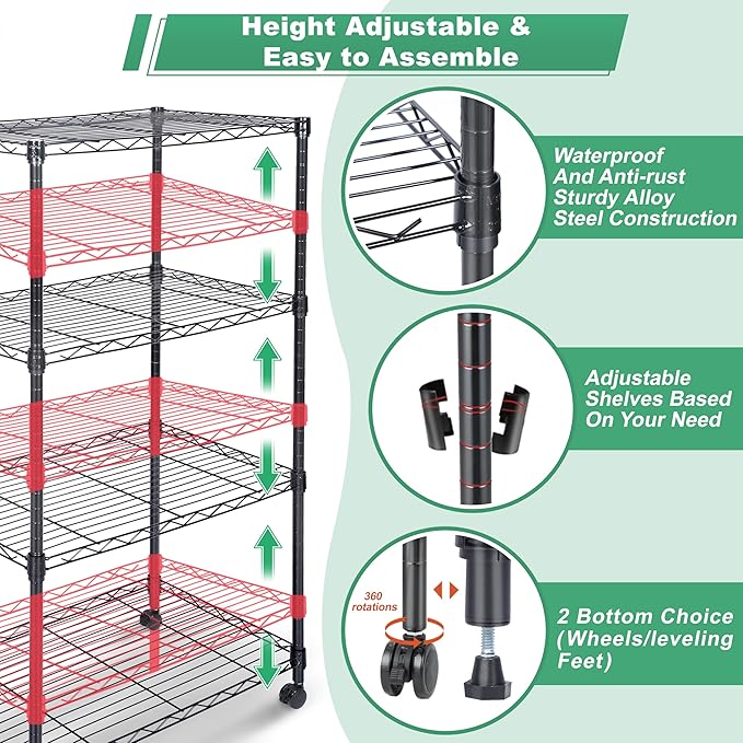 Whitmor 4 Tier Shelving Unit, Adjustable Storage Shelves - Image 4