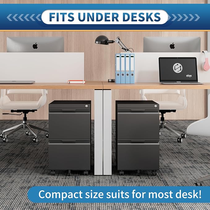 2 Drawer File Cabinet with Lock, Rolling Vertical File Cabinets - Image 4