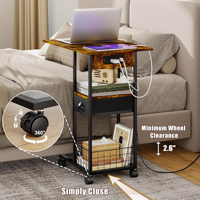 Rolling C-Shaped Side Table - Image 6