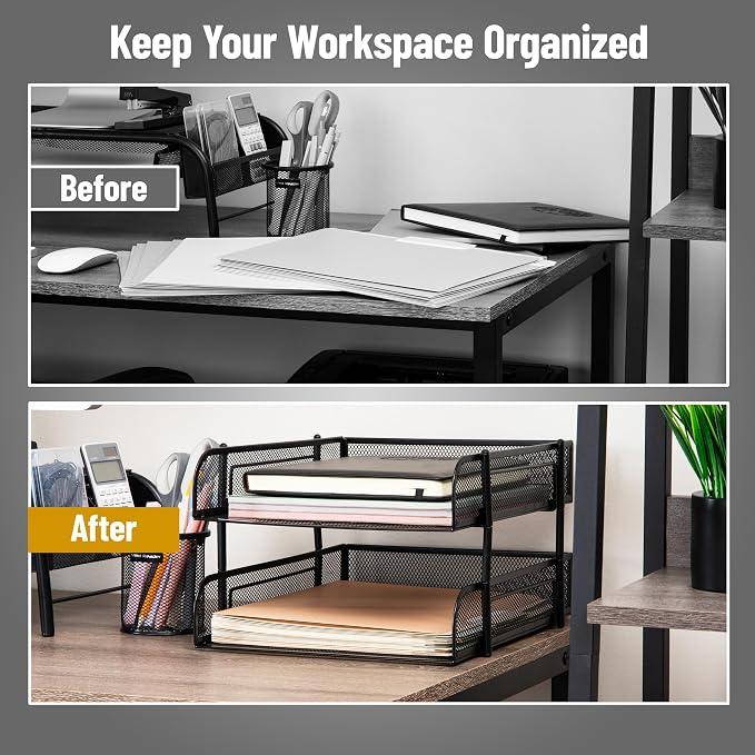 Mind Reader Stackable Paper Tray, Desktop Organizer, File Storage, Metal Mesh - Image 5