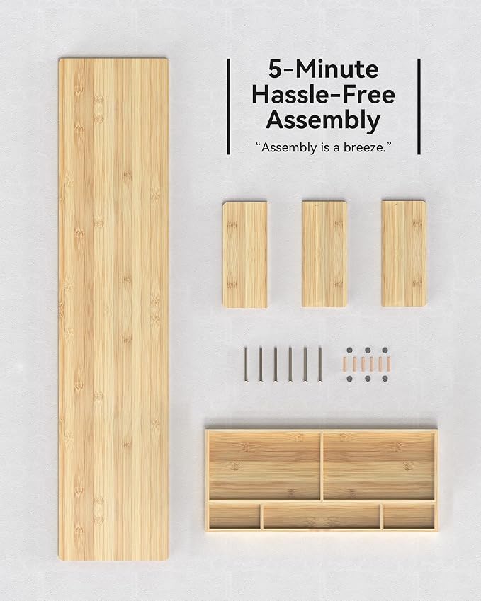 42” Monitor Stand with Large Drawer Keyboard Storage, Bamboo | Dual Computer - Image 6