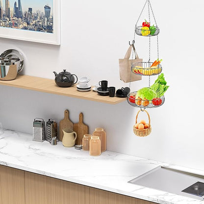 Simple Houseware Adjustable Metal Hanging Fruit Basket - Image 4