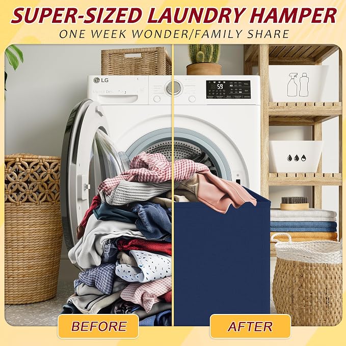 195L Laundry Hamper 3 Section, Large Laundry Hamper - Image 4