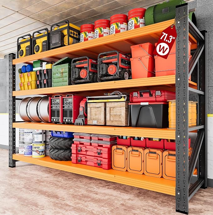 71.3" Wide Heavy Duty Garage Shelving Units, 5000LBS Deep Storage Shelves by SISESOL