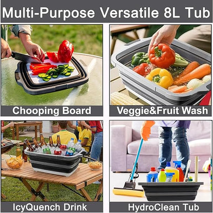 Collapsible BBQ Prep Tub 8L Black | Portable Meat Marinating Container - Image 3