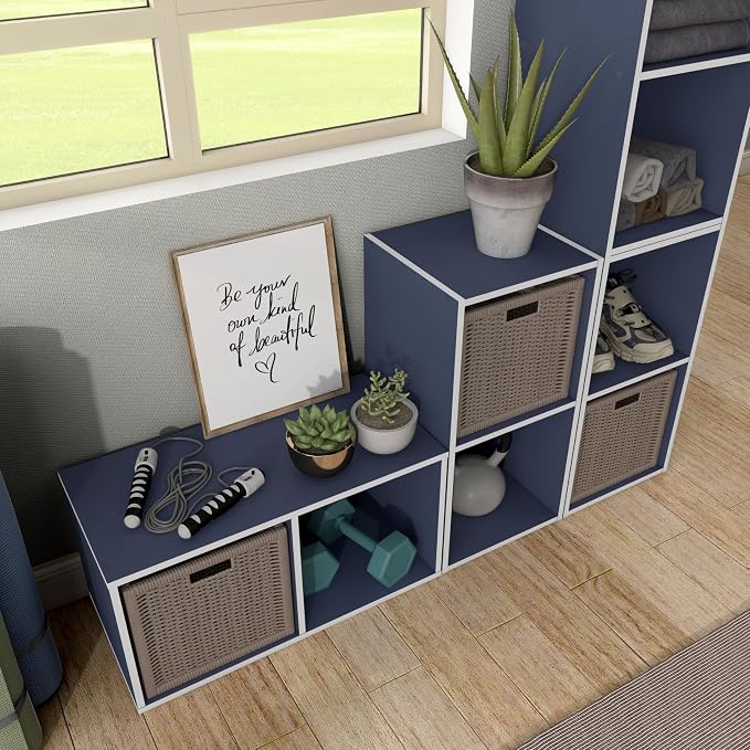 Homes: Inside + Out Apexa 2-Cube Storage Organizer Shelves, Stackable Wood - Image 9