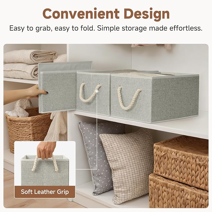 StorageWorks Storage Baskets for Shelves, Foldable Fabric Closet Storage Bins - Image 5