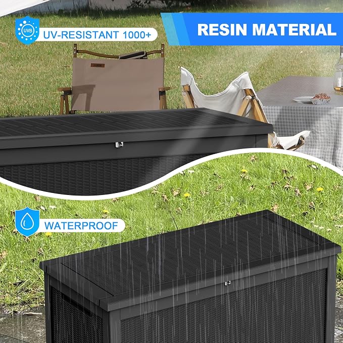 260 GallonOutdoor Storage Box, Resin Deck Boxes Waterproof, IndoorOutdoor Bin - Image 3