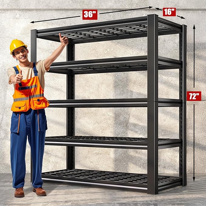 REIBII Garage Shelving 3000LBS, Heavy Duty Storage Shelves, Adjustable - Image 2