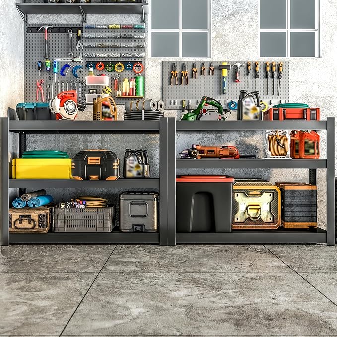 Metal Garage Storage Shelves Heavy Duty Shelving Unit 3 Tier Steel Adjustable - Image 2