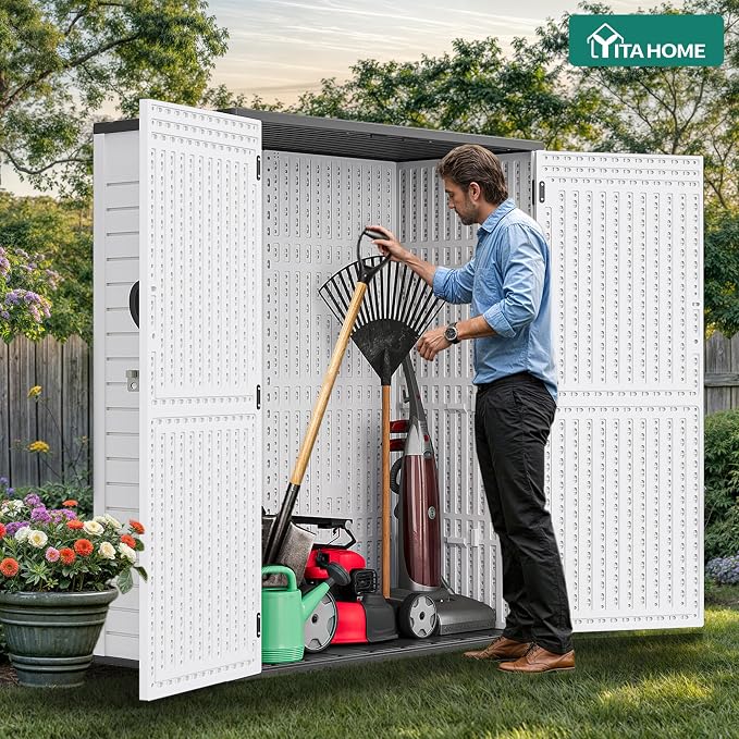 YITAHOME 59 Cuft Outdoor Tall Storage Shed, Waterproof Vertical Resin Shed - Image 2