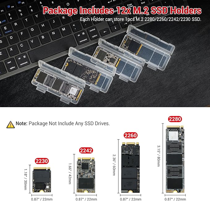 EVA PU M.2 SSD Holder with 12 Clear M.2 NVMe Cases - Image 3