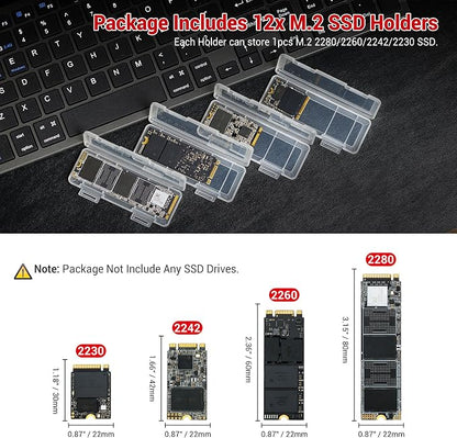 EVA PU M.2 SSD Holder with 12 Clear M.2 NVMe Cases - Image 3