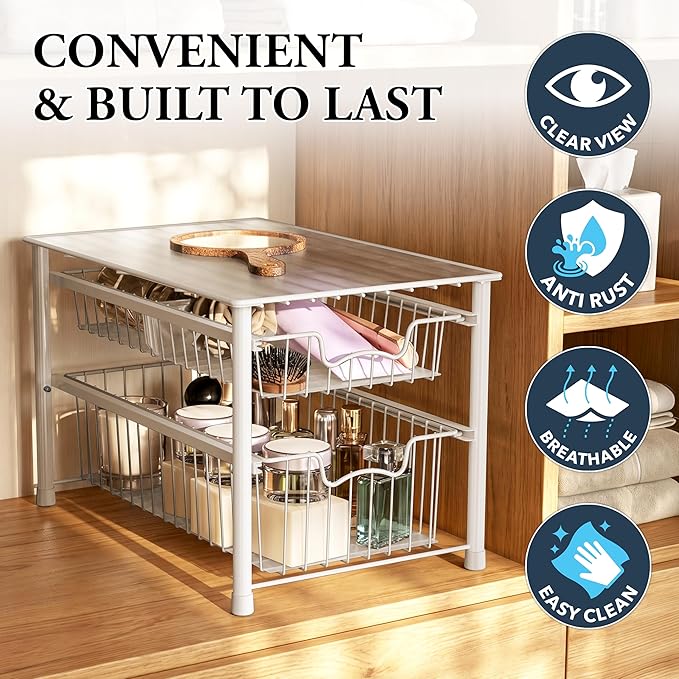 Simple Houseware Stackable Sliding Basket Organizer Drawer - Image 5