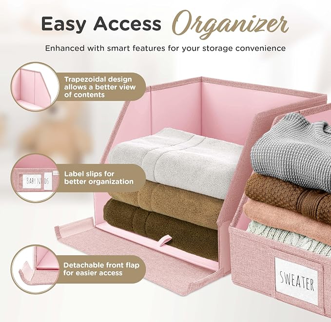 VIVIDECOR Open Front Trapezoid Closet Bins 12x12x10 – Easy Access Shelf - Image 4