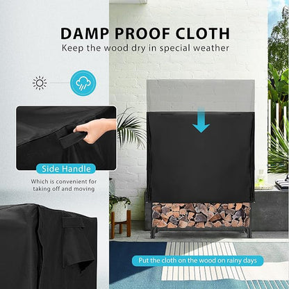 VIVOHOME 4ft Heavy Duty Indoor Outdoor Firewood Storage Log Rack and Cover - Image 4