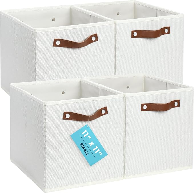 OrganiHaus 11" x 11" x 11" Fabric Cubes Storage Bins Set of 4, Foldable by OrganiHaus