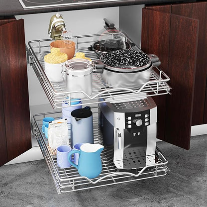 HOLDN’ STORAGE Two Tier Pull Out Cabinet Organizer, Individual Sliding Drawers - Image 7