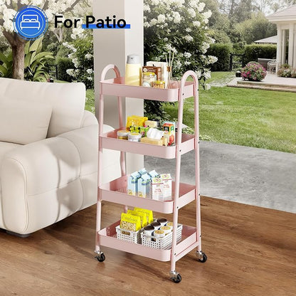 NEWBULIG 4-Tier Metal Rolling Storage Cart, Heavy Duty Mobile Utility Organizer - Image 8