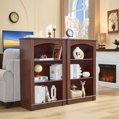 Small Bookshelf, 3 Tier Bookcase and Kids Bookshelf, Cherry Storage Cabinet - Image 5