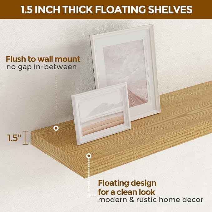 Fun Memories 40 Inch Floating Shelvese, Farmhouse Wood Wall Shelves - Image 5